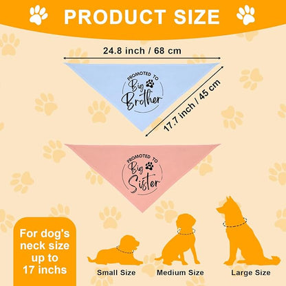 2 Pack Dog Bandana Pregnancy Announcement, Promoted to Big Brother and Sister - Image 2