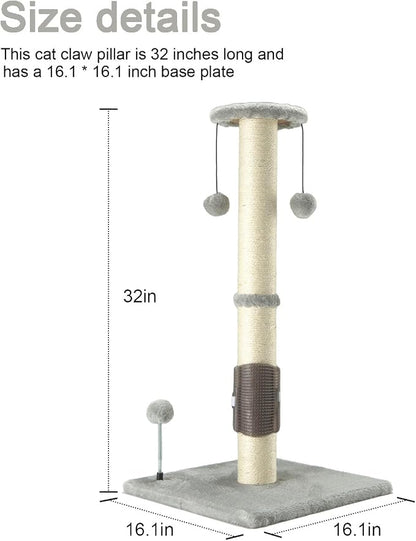 PEEKAB 32" Tall Cat Scratching Post Sisal Scratch Posts - Image 4