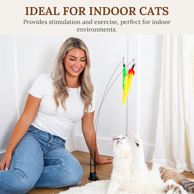 Cat Wand Toy Cat Fishing Pole Toy Cats Feather Toys Suction Cup - Image 6