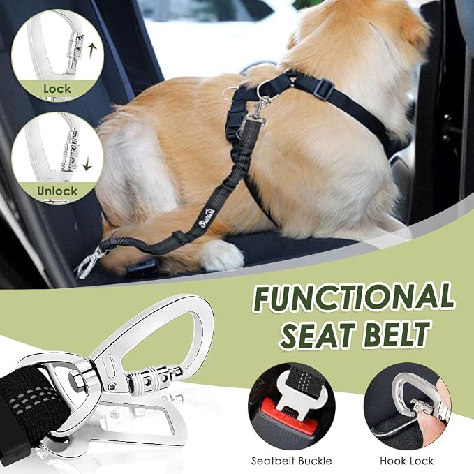 SlowTon Dog Seat Belt Harness for Car, Dog Car Harness Adjustable Mesh - Image 7