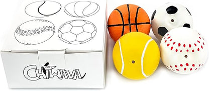 CHIWAVA 4 Pack 2.4" Squeak Latex Puppy Dog Toy Ball Sports Balls Sets Fetch - Image 3