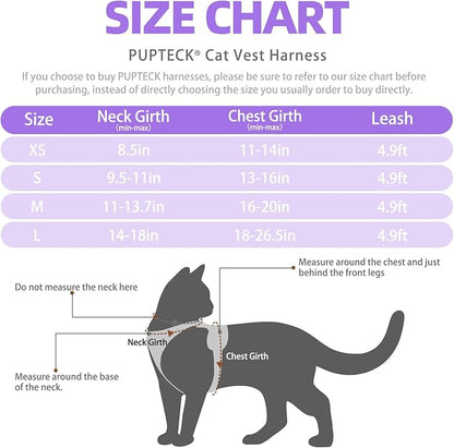 PUPTECK Cat Harness and Leash Set Escape Proof Reflective Cat Walking Harness - Image 2