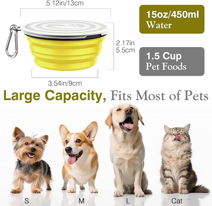 Pawaboo Collapsible Dog Bowls 2 Pack, Silicone Feeding Watering Bowls - Image 4