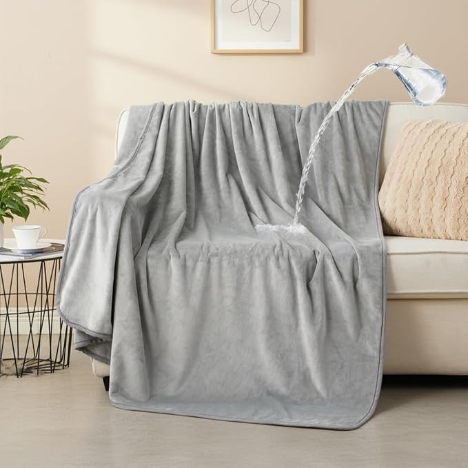 Waterproof Dog Blankets Light Grey Pet Blanket 60"x80", Soft Fluffy Sofa Car by CAPTSNOOZE