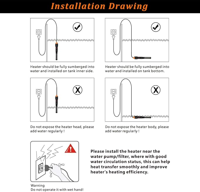 PULACO 50Watt Aquarium Heater for 6-15 Gallon Fish Tank, Adjustable Submersible - Image 5
