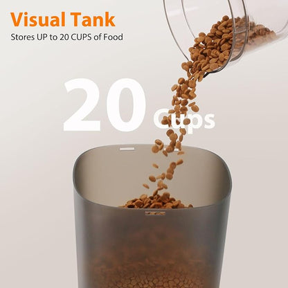 Automatic Cat Feeder and Water Fountain, 5L/20 Cups Timed Cat Dry Food Dispenser - Image 4