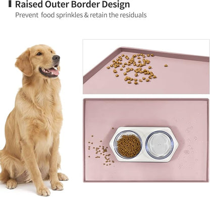 Dog Food Mat, Silicone Waterproof Food Tray, Non Slip Pet Bowl Mats Placemat - Image 2