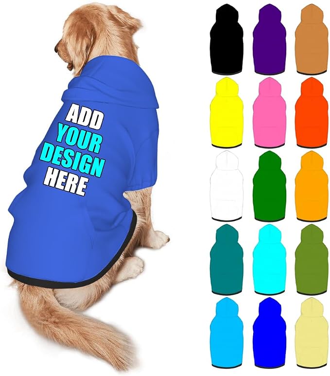 Custom Dog Hoodie Personalized Photo Text Logo Name Dog Clothes, Soft & Warm by Mynvzrk