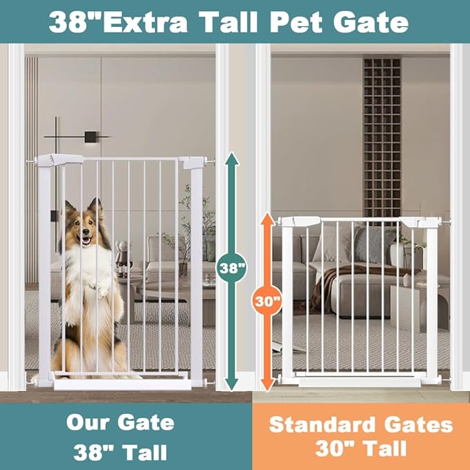Fairy Baby 38" Extra Tall Baby Gate, 29.5"-40.5" Extra Wide Pet Gate - Image 3
