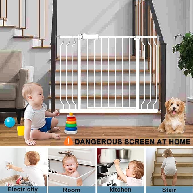Extra Wide Baby Gate 38.5-43.5 Inch Walk Through Pressure Mounted No Drill - Image 8