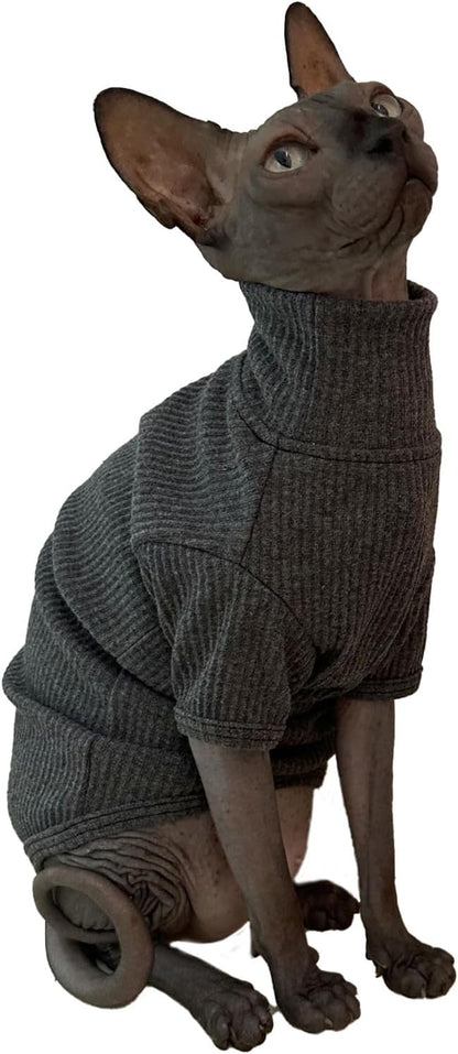 Sphynx Cats Shirt Cat Turtleneck Cotton Sweater Pullover Kitten T-Shirts by Kitipcoo