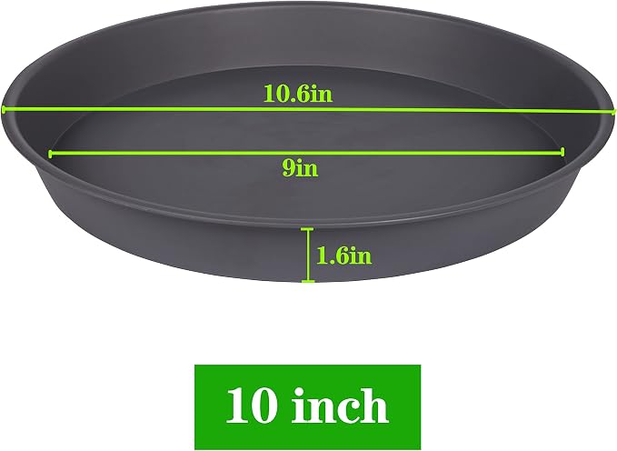 2 Pack of 10 inch Plant Saucer Gray, Heavy Duty Plastic Plant Saucer 10 inch - Image 2