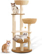 52" Modern Cat Tree Tower for Large Cats, 3Cat Nests Manual Hand Woven by Hiyong