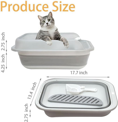 Collapsible Kitten Litter Box, Open High Sided Cat Potty Pan - Image 2