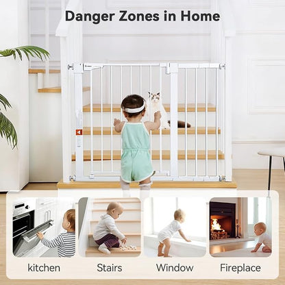 COMOMY 30" Tall Baby Gate for Stairs Doorways, Fits Openings 29.5" to 43.3" Wide - Image 3