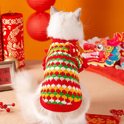 Small Dog Sweater, Knitted Tulip Cat Sweater, Warm Thick Holiday Puppy Clothes - Image 4