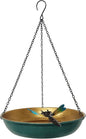 Hanging Birdbath Bird Feeder for Outdoor 11 Inch Green/Bronze Cute Metal Bird by Keygift