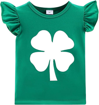 Girls Skirt Set 2 Piece Outfit Toddler Summer Clothes Ruffle Sleeve T-Shirt Bow - Image 4