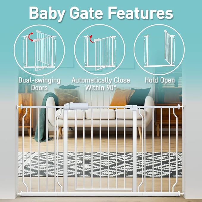 WAOWAO Baby Gate 48.03-52.72" Extra Wide Pressure Mounted Walk Through Swing - Image 3