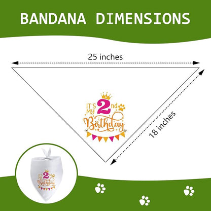 It's My 2nd Birthday Dog Bandana Happy 2nd Birthday Pet Triangle Scarf - Image 2