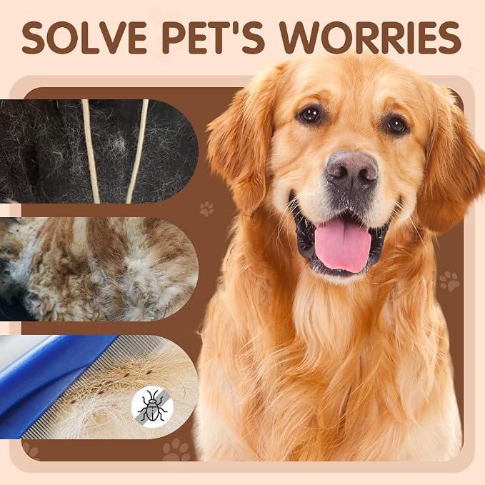 2 Pack Multifunctional Pet Comb, Upgrade Pet Grooming Brush Magic Tear Stain - Image 3