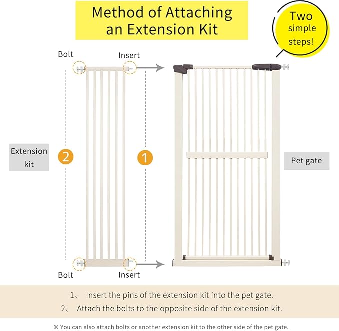 Lumizone Extra Tall Cat Gate Extension Kit 61.02" High Pressure Mounted 12.6" - Image 2
