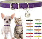 Purple XS Cat Collar with Bell, Soft Pu Leather Dog Collars Adjustable Buckle by Weimostar
