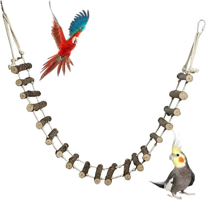 BNOSDM Wooden Bird Ladders Parrot Bridge Rope Ladder Bird Toy Pet Climbing by BNOSDM