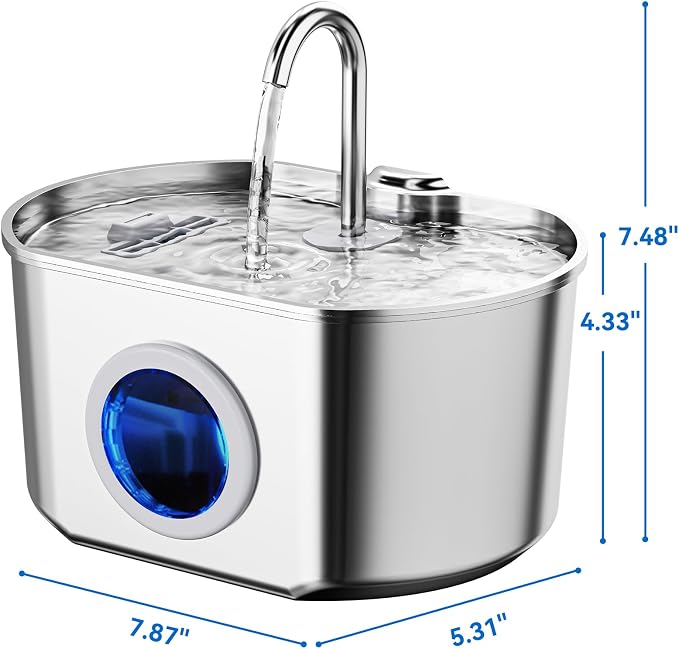 Cat Water Fountain Stainless Steel: 74oz/2.2L Cat Fountain - Image 8