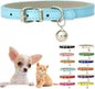 Blue XS Dog Collar with Bell, Soft Pu Leather Cat Collars Adjustable Buckle by Weimostar