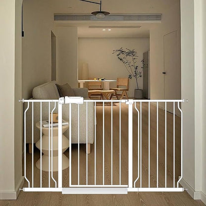 White Extra Wide Baby Gate 53-57.5 inch by FlowerFrail