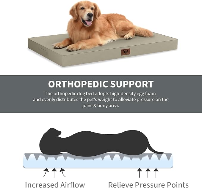 Outdoor Large Washable Dog Bed, Orthopedic Egg Crate Foam Dog Crate Mat - Image 3