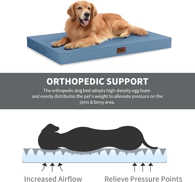 Outdoor Dog Bed for Medium Dogs, Waterproof Dog Crate Mat Orthopedic Egg Crate - Image 3