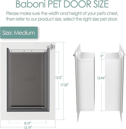 Baboni Pet Door for Wall, Steel Frame and Telescoping Tunnel, Aluminum Lock - Image 5