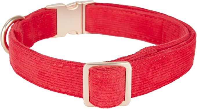 Soft Cotton Dog Collar with Metal Buckle Adjustable Heavy Duty Comfy Corduroy - Image 3
