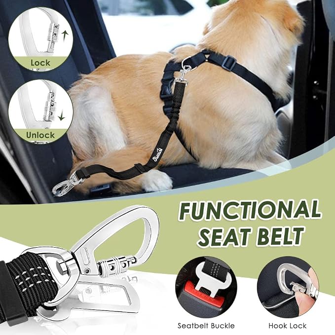 SlowTon Dog Seat Belt Harness for Car, Dog Car Harness Adjustable Mesh - Image 2