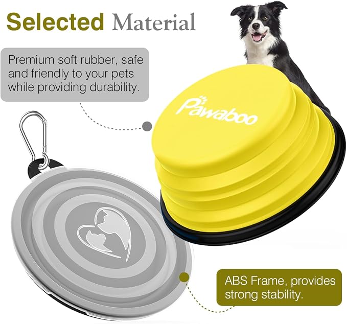 Pawaboo Collapsible Dog Bowls 2 Pack, Silicone Feeding Watering Bowls - Image 7