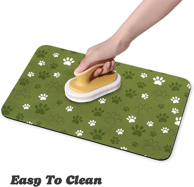 Dog Food Mat, Absorbent Water Bowl Mats Cat Pet Feeding Placemats Dark Green 17 - Image 4
