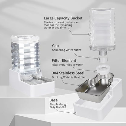 Dog Cat Water Dispenser: 8L White Upgraded Gravity Feeder - Image 2