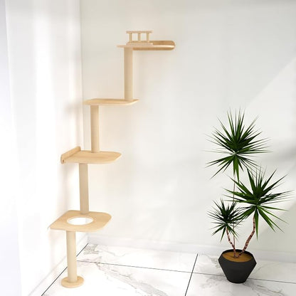 Wall-Mounted Tall Cat Tree Cat Scratching Post, Space Saving Floor to Ceiling by Unknown
