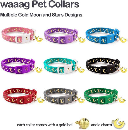 waaag Gold Moons and Stars Safety Breakaway Cat Collar, Glow in The Dark - Image 4