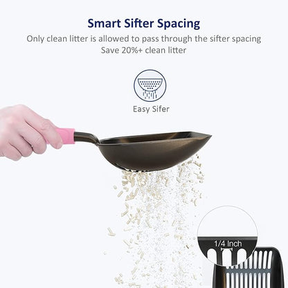 WePet Cat Litter Scoop, Non-Stick Plated Aluminum Alloy Sifter, Kitty Durable - Image 4