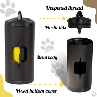 Metal Dog Poop Bag Holder 2-Pack w/Leash Clip|Durable Scratch-Resistant - Image 2