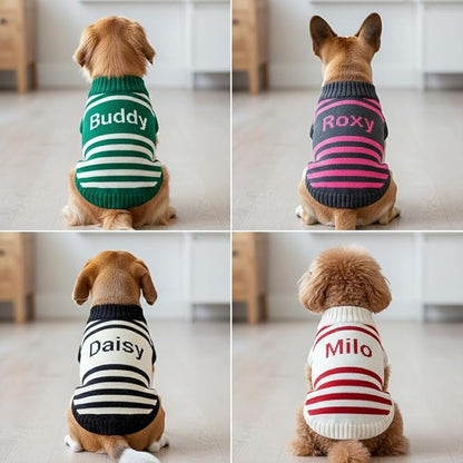 Custom Knit Sweater fr Dogs and Cats Personalized Knit Name Classic Striped - Image 6