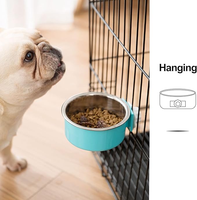 2 Pieces Crate Dog Bowl, Removable Stainless Steel Pet Kennel Hanging Food - Image 4