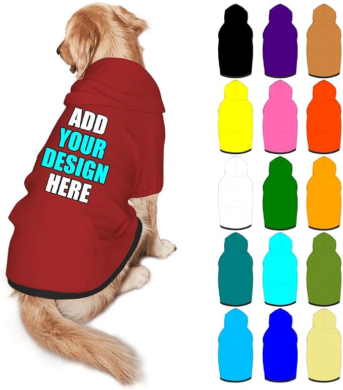 Custom Dog Hoodie Personalized Photo Text Logo Name Dog Clothes, Soft & Warm by Mynvzrk