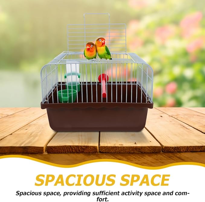 Portable Bird Cage with Perch Food Box and Water Dispenser Spacious Travel - Image 6