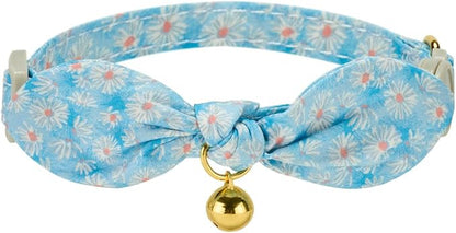 2 Pack Cotton Cat Collar, Removable Bowtie, Floral Pattern, Safety Breakaway - Image 2