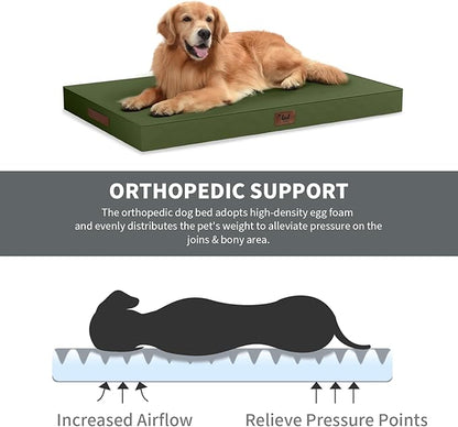 Outdoor Large Washable Dog Bed, Orthopedic Egg Crate Foam Dog Crate Mat - Image 2