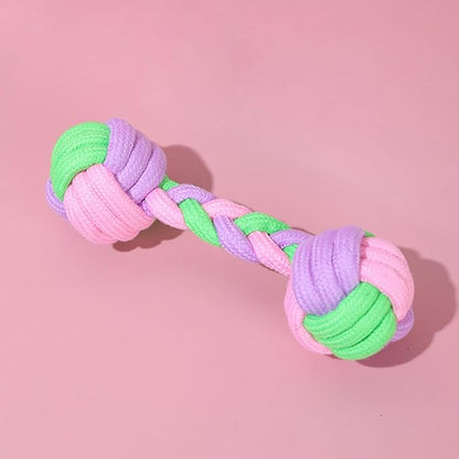 Candy Colored Rope Woven Toy, Durable Dumbbell Design Pet Teeth Grinding Mouth by Unknown